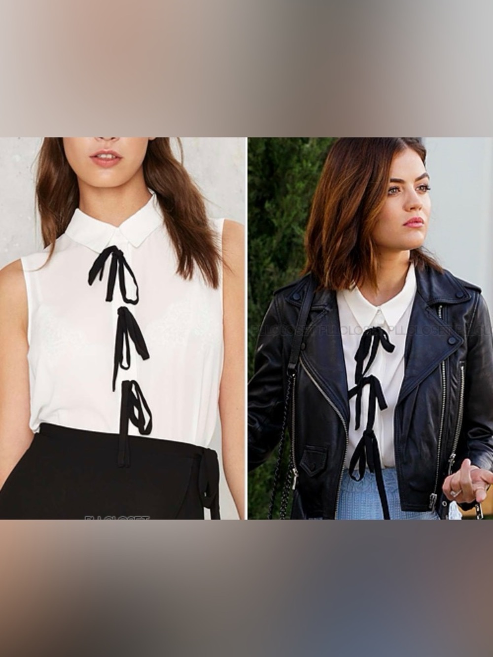 Endless Rose White Sleeveless Blouse with Black Bow Ties, Women’s Size Large